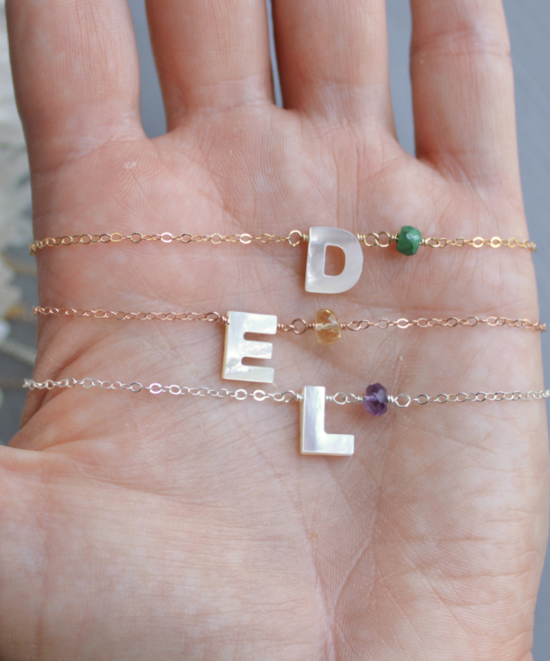 Otis B Jewelry. Shell Letter Necklace, Initial Necklace, Birthstone ...